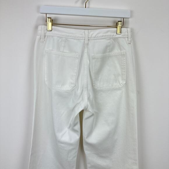 J.Crew Tall Sailor Mid Rise Relaxed Demi Boot Jean White Gold Buttons US 25T NWT - Picture 10 of 13